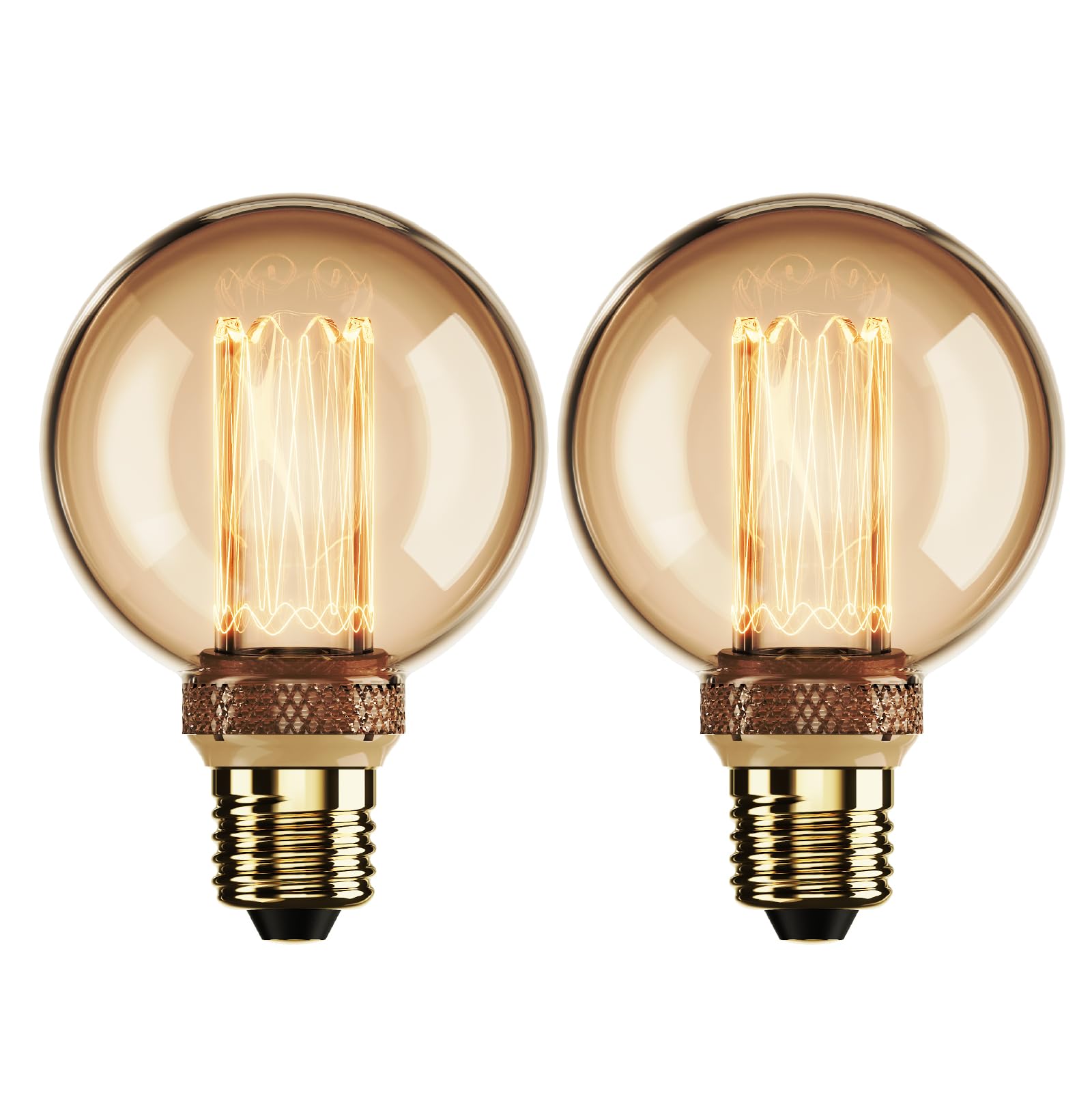 DECOLURA LED Vintage Light Bulb for Mood Lighting Dimmable E27 G80 Gold 3.5W 120lm 1800K Extra Warm White 320° 230V Flicker-Free Edison Bulb for Home Cafe Bar Chandelier (2, Tea)