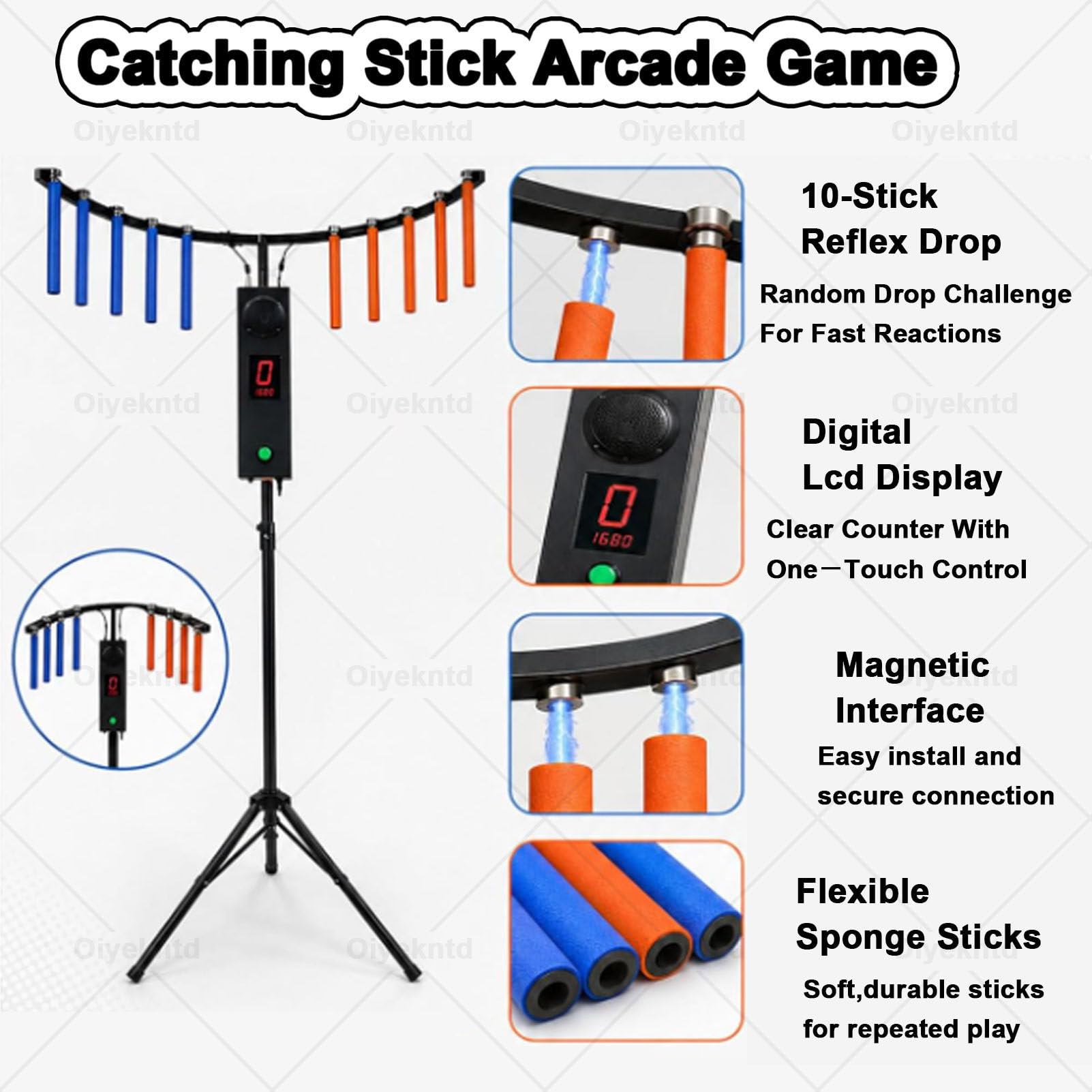 Gioco di Allenamento della coordinazione Occhio-Mano con bastoni acchiappa-riflessi, Ideale per Feste, Eventi aziendali e Serate in Famiglia, con luci LED e Musica reattive Yellow
