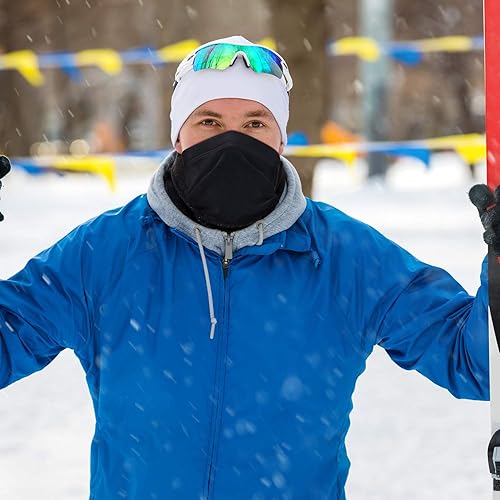 Miniatura 5 de Calentador de cuello de forro polar Polaina de cuello de invierno resistente al viento para clima frío para hombres y mujeres 1 paquete