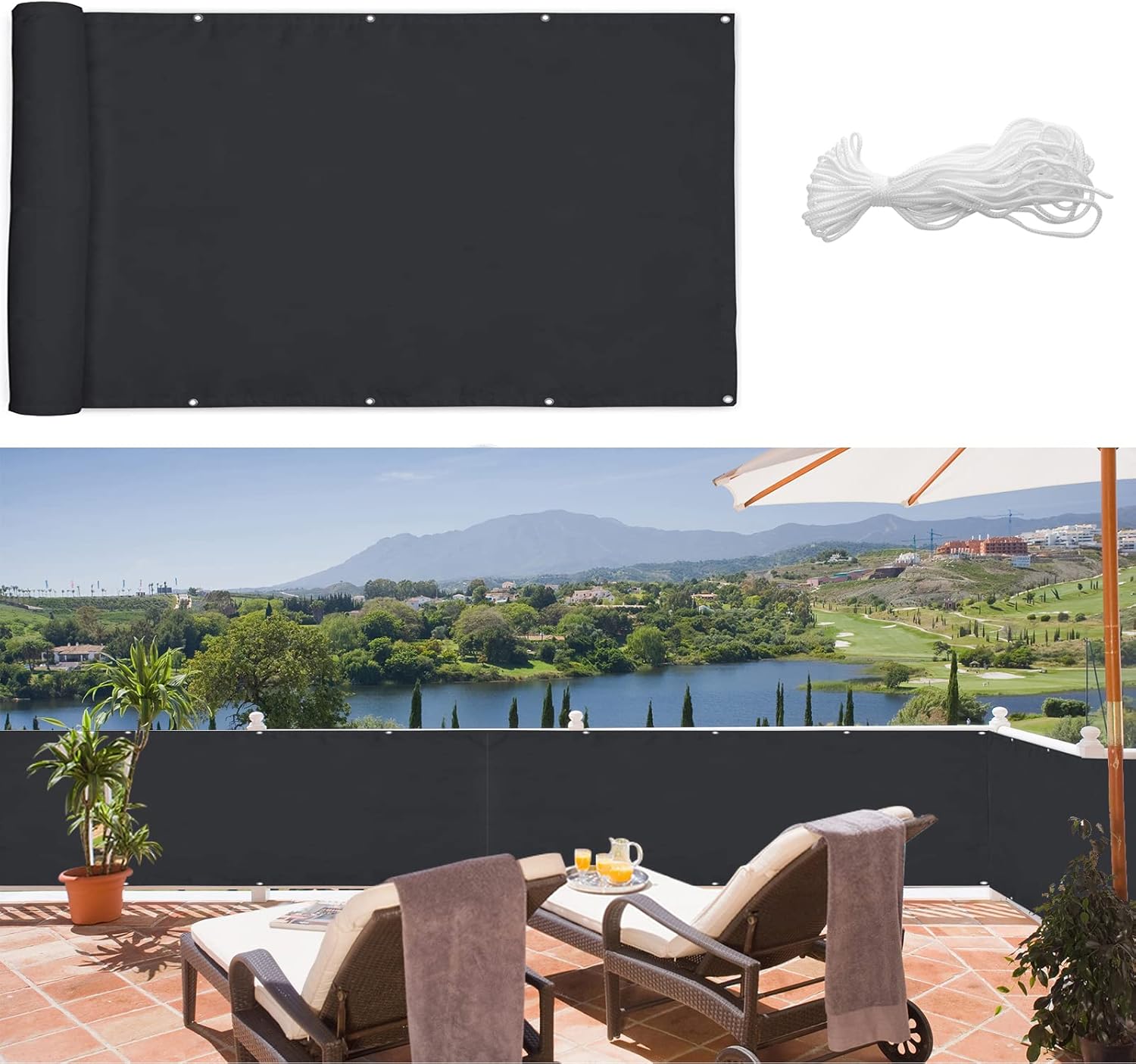 Amazon.de Zichaojia Balkonabdeckung PES, Balkon Sichtschutz 90x300cm
