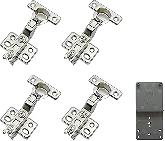 90 Degree Inset 26 mm Soft Close Hinge with Hydraulic Damper for Kitchen Cabinet Cupboard Wardrobe Light Door Automatic Hinges with Cushioning Pack of 4 with Drilling Template