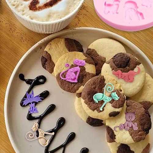 Miniatura 8 de Moldes de silicona para perros, 2 paquetes de mini lindos gatos y perros, moldes de chocolate para fiesta de cumpleaños de bebé, decoración de