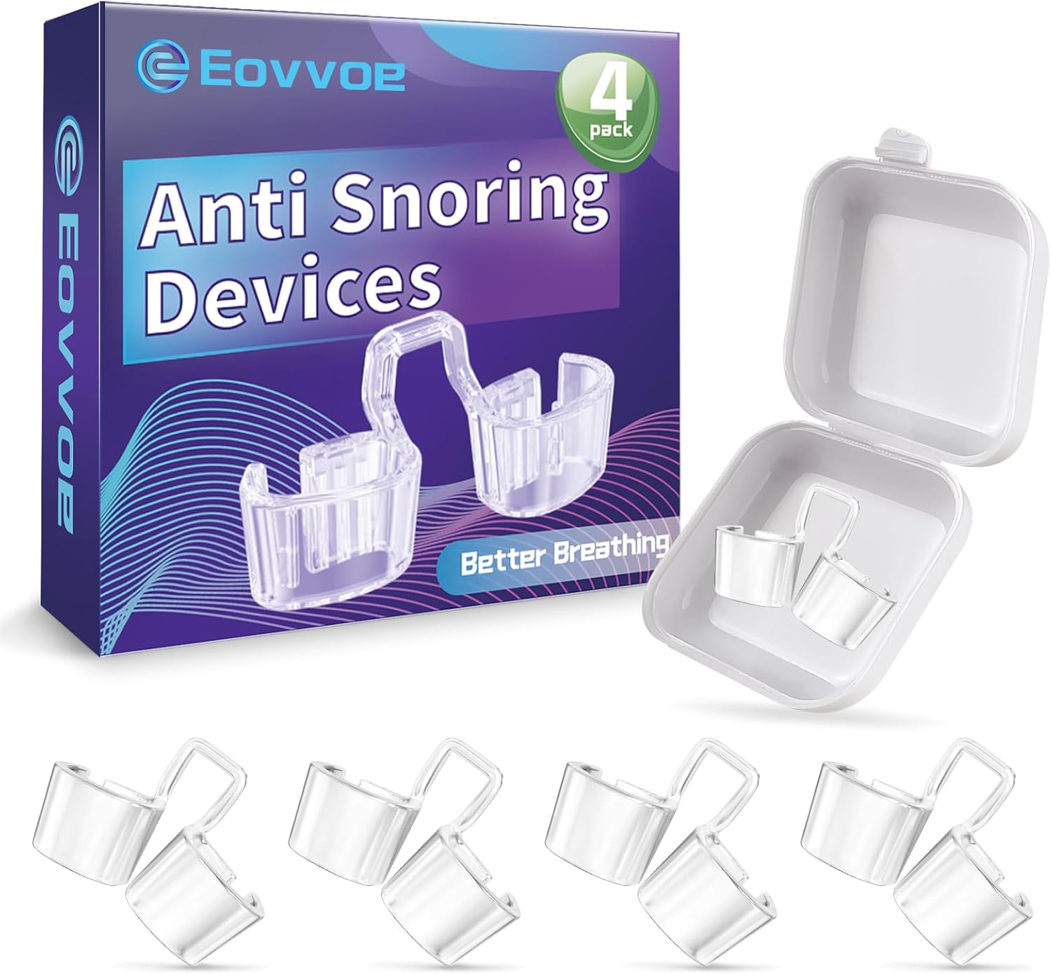 Anti Snoring Devices, Nasal Dilators, Snore Stopper for Effective Snoring Solution, Increases Airflow, Transparent Internal Nostril Opener – 4 Pack