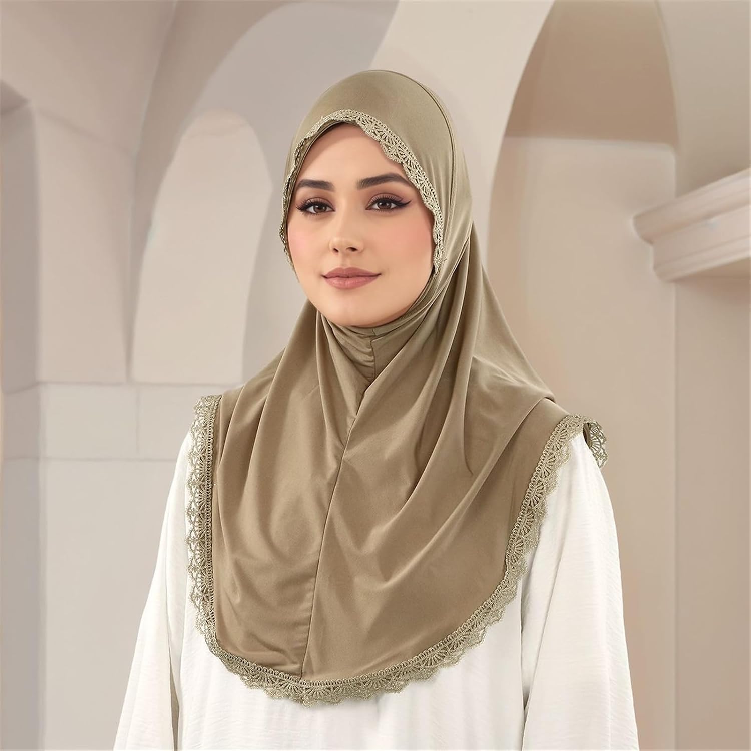 Women's Gold Trimmed Scarf Features Double Layer Embellishments Design for Enhanced Durability Four Season Wear