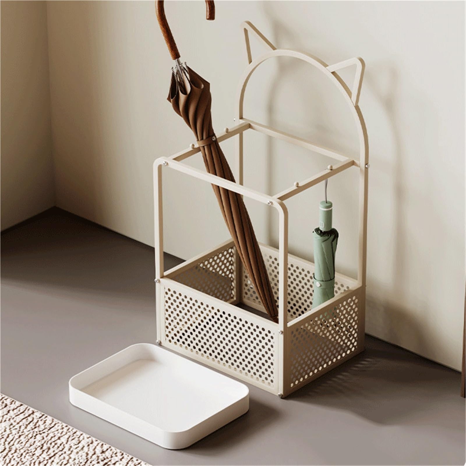 Schirmständer Ein geräumiger Schirmständer for den Hauseingang mit minimalistischem Design und Abflussfunktion Regenschirmhalter