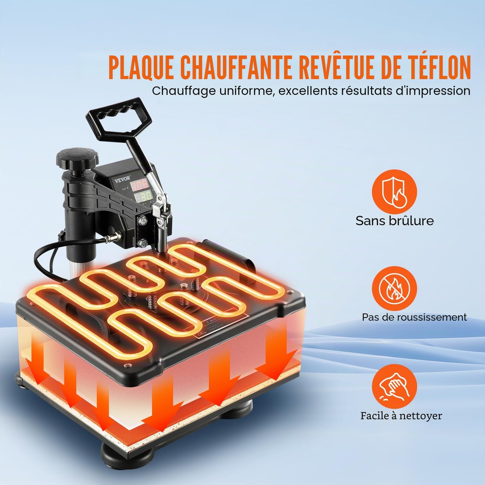 VEVOR Presse à Chaud Numérique 8 en 1, Machine de Sublimation Textile avec Plaque Chauffante de 29x38 cm, pour DIY T-shirts Mugs Casquettes et Assiettes, Presse à Imprimer Multifonctionnelle