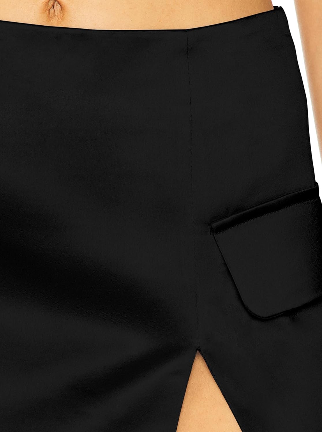 Women's Sexy Slit Hem Silk Satin Mini Skirt Dressy Casual High Waisted Bodycon Short Skirts - Image 5
