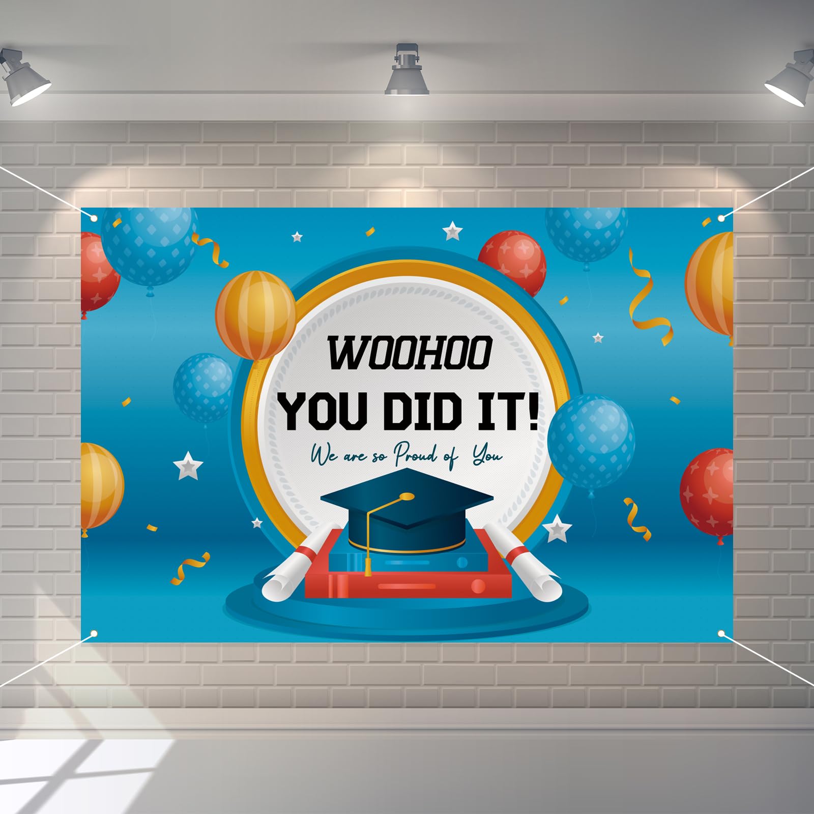 Bannière de fond félicitations décorations de remise de diplôme maître senior