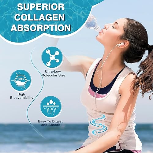 Miniatura 6 de DRFOSTER Polvo de péptidos de colágeno marino para apoyo articular, colágeno hidrolizado de pescado tipo I y III con MSM + GC, ácido hialurónico y