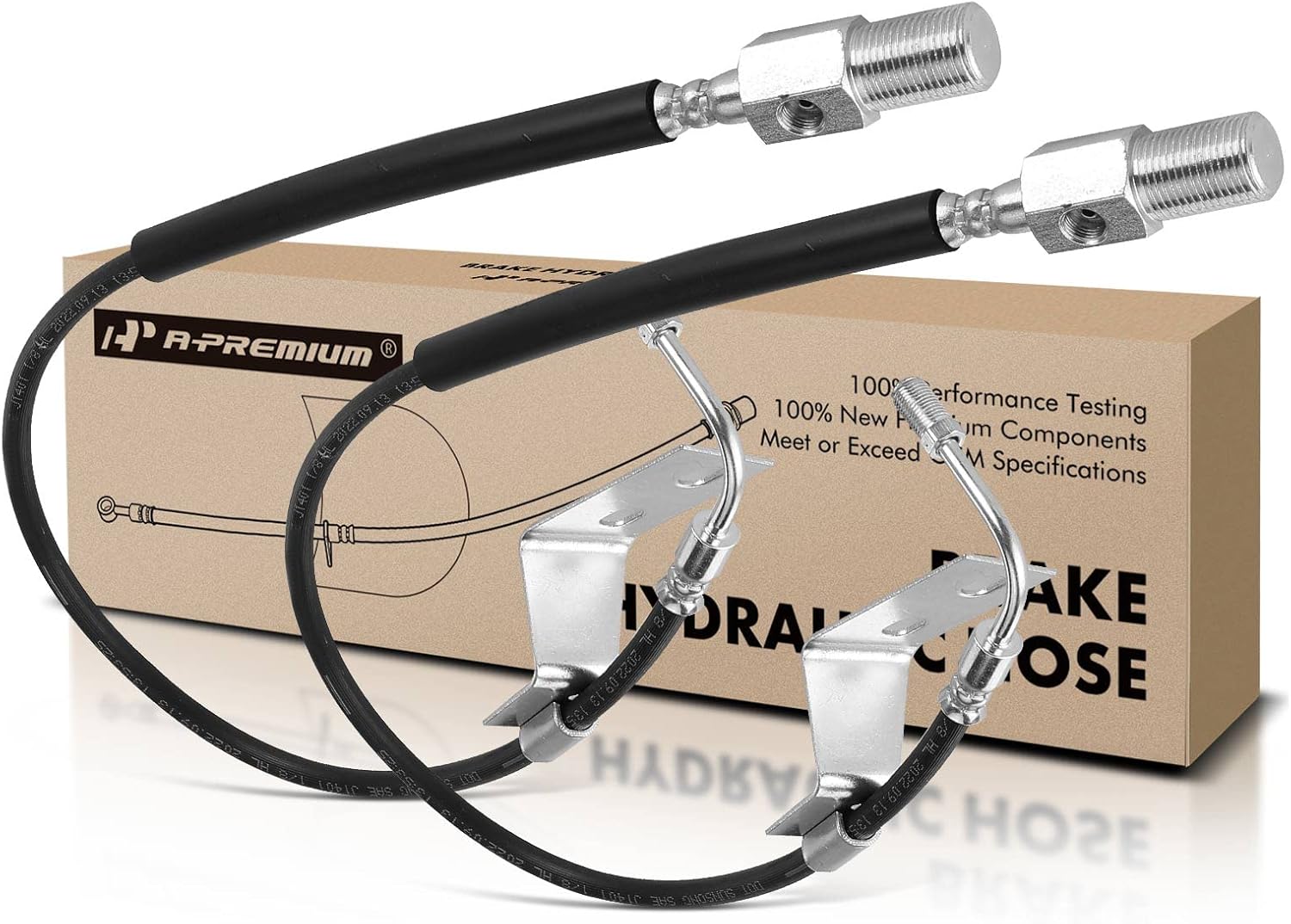 A-Premium Front Brake Hydraulic Hoses Compatible with Select Chevy and GMC Models - C50/C60/C70 1990, C5500 Kodiak 90-91, C60 Kodiak/C6000 Topkick 90-94, C70 Kodiak/C7000 Topkick 90-96(Pack of 2)