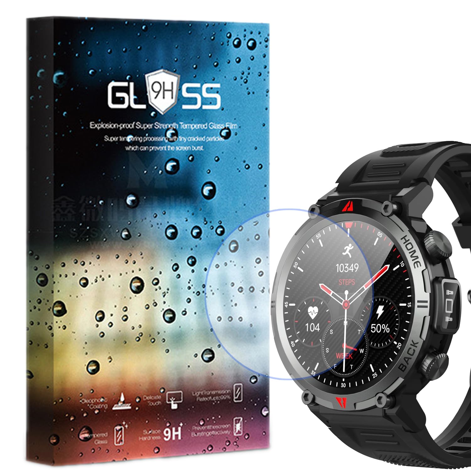 MBROS [3 Pezzi] Protezione Schermo In Vetro Temperato 9H Per Smartwatch IFMDA Uomo 1,45 S100 - 2