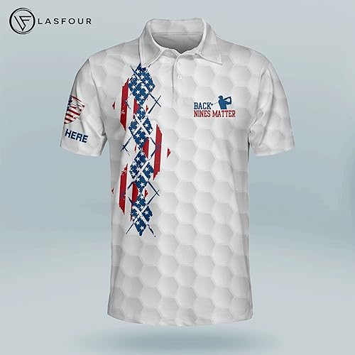 Miniatura 2 de LASFOUR Camisas de golf divertidas personalizadas para hombres, camisas de golf locas para hombres, camisetas de golf con bandera de Estados Unidos,