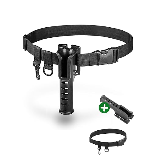 Fishing Rod Holder Belt - Adjustable Waist Wading Belts for Men with Portable Pole Inserter for Spinning Casting Reel, Outdoor Surf Kayak Fly Fishing Gear Accessories Wader Strap