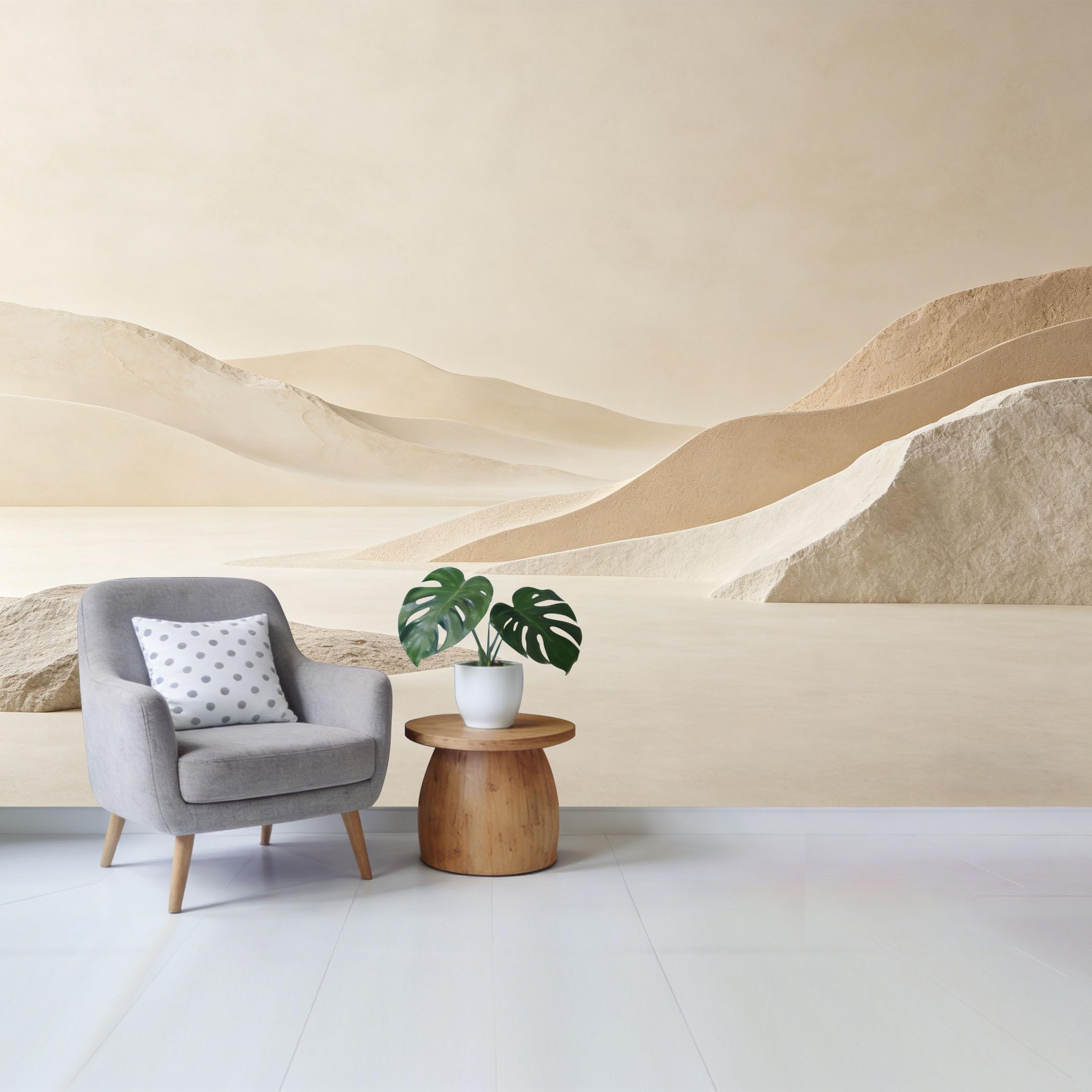 Qzlithotic Yq2605250839 Custom Size Wall Mural Minimalist Beige Desert Landscape Textured Stone Surface Selfadhesive Wall Fabric Removable Wallpaper For Home Office Decor