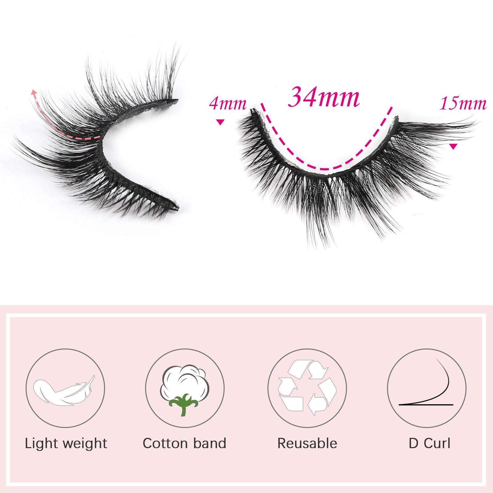 Kiusatig False Eyelashes - Fluffy Wispy Lashes, Cat Eye Lashes, Faux Mink, 5 works (XF34), black, 1 pair (Pack of 5) - Image 4