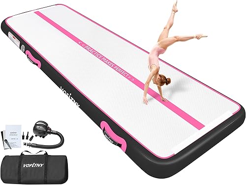 Miniatura 11 de VOFiTNY Colchoneta de gimnasia multiusos de 6.6/10/13/16/20 pies, resistente e inflable, para el hogar y el gimnasio Negro -,Cian/Rosa