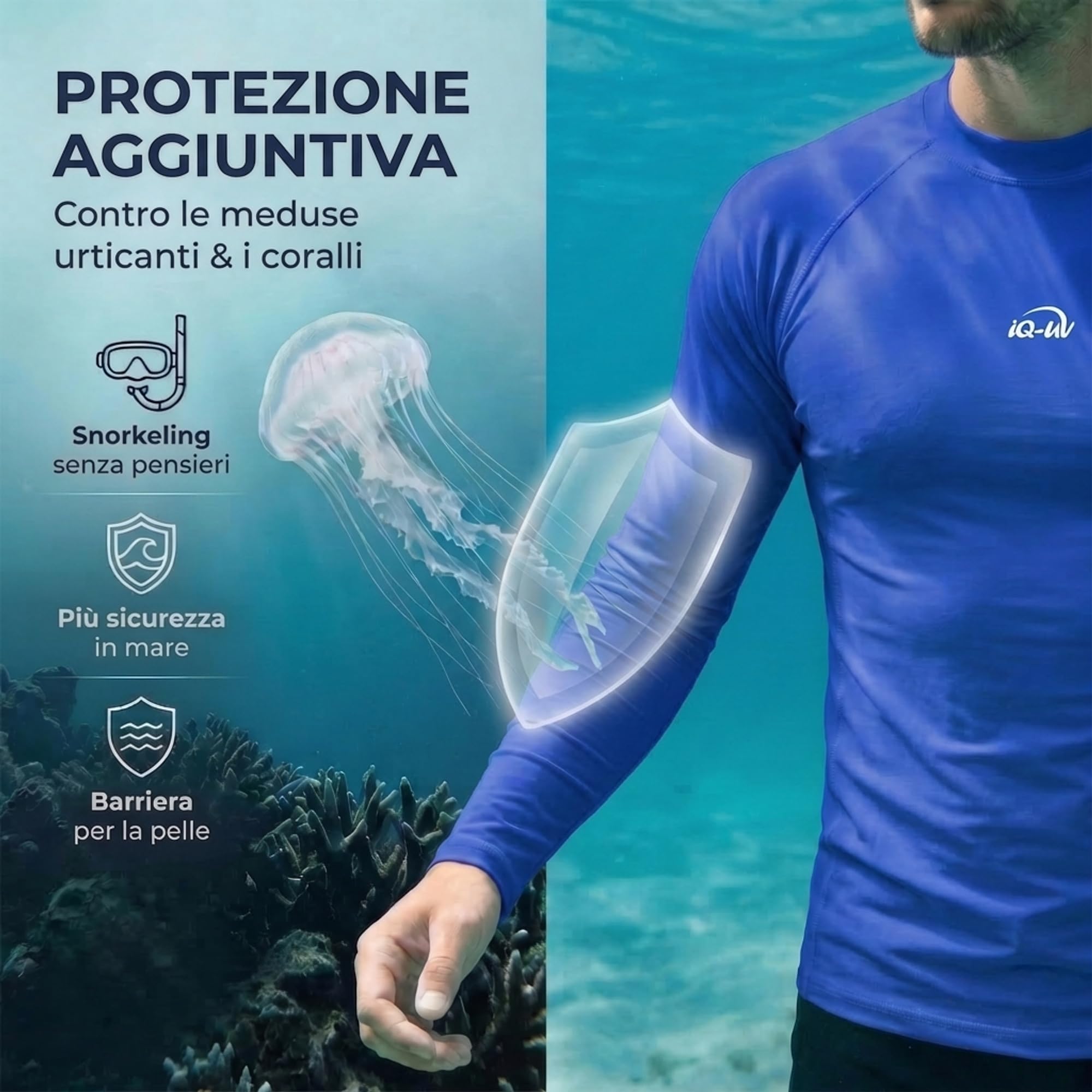 iQ-Company, Maglietta con Protezione Solare UV Uomo IQ 300 Watersport a Maniche Lunghe