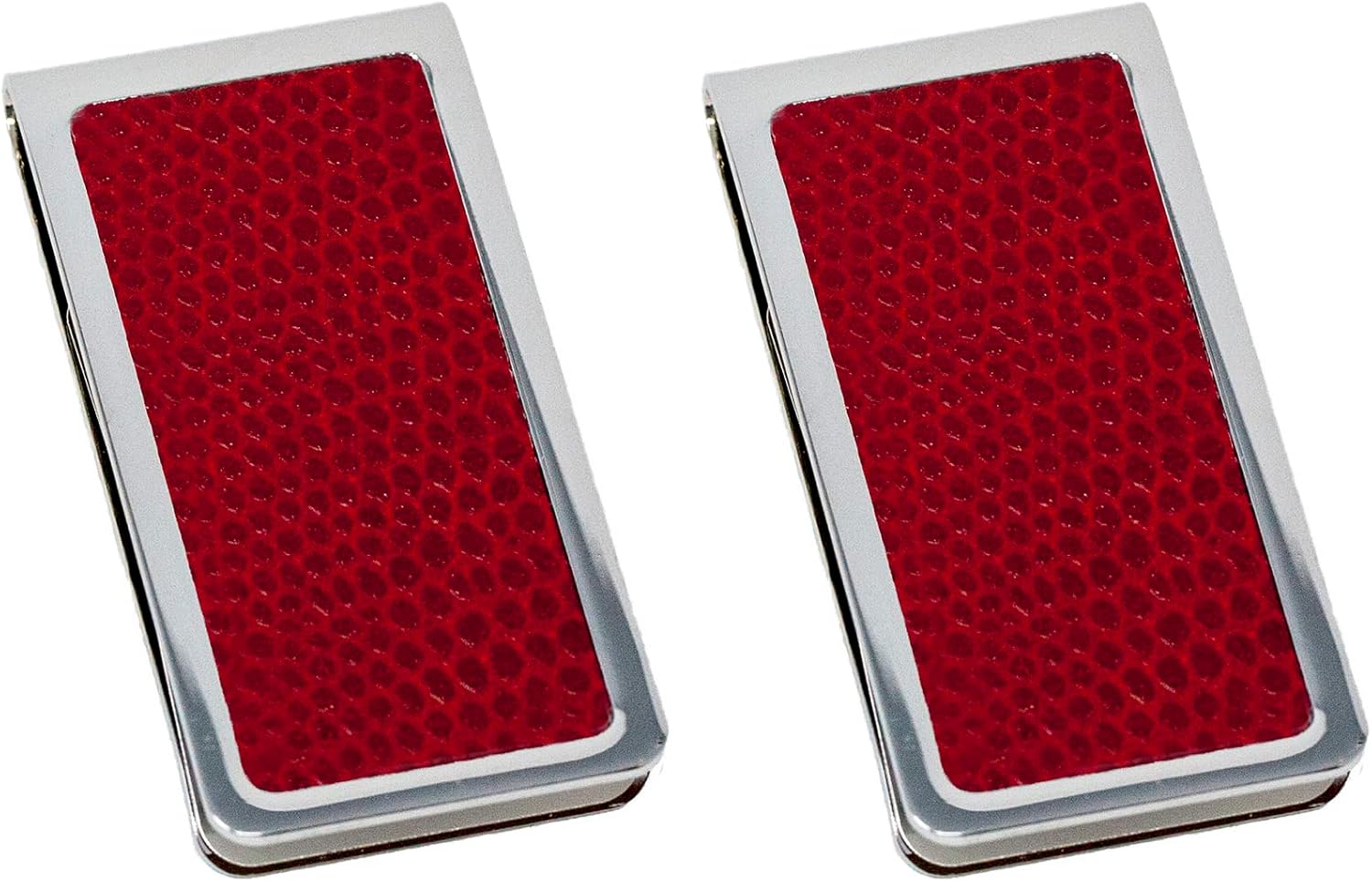 Stephanie Imports Set of 2 Chrome-Plated Stainless Steel Money Clip With Leather Insert