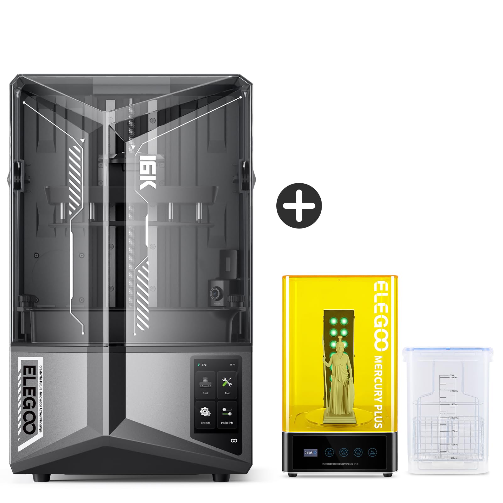 ELEGOOSaturn 4 Ultra 16K Resin 3D Printer and ELEGOO Mercury Plus 2.0 Large Wash and Cure Machine