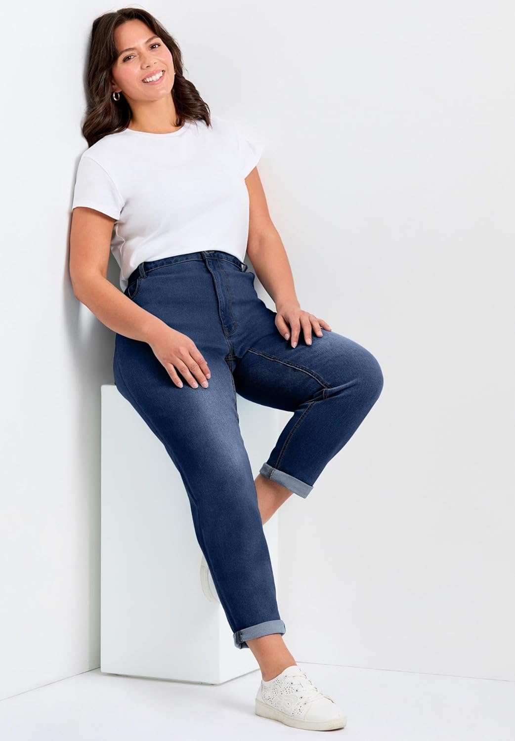 Avenue Women's Plus Size Petite Denim Girlfriend Stretch Jean