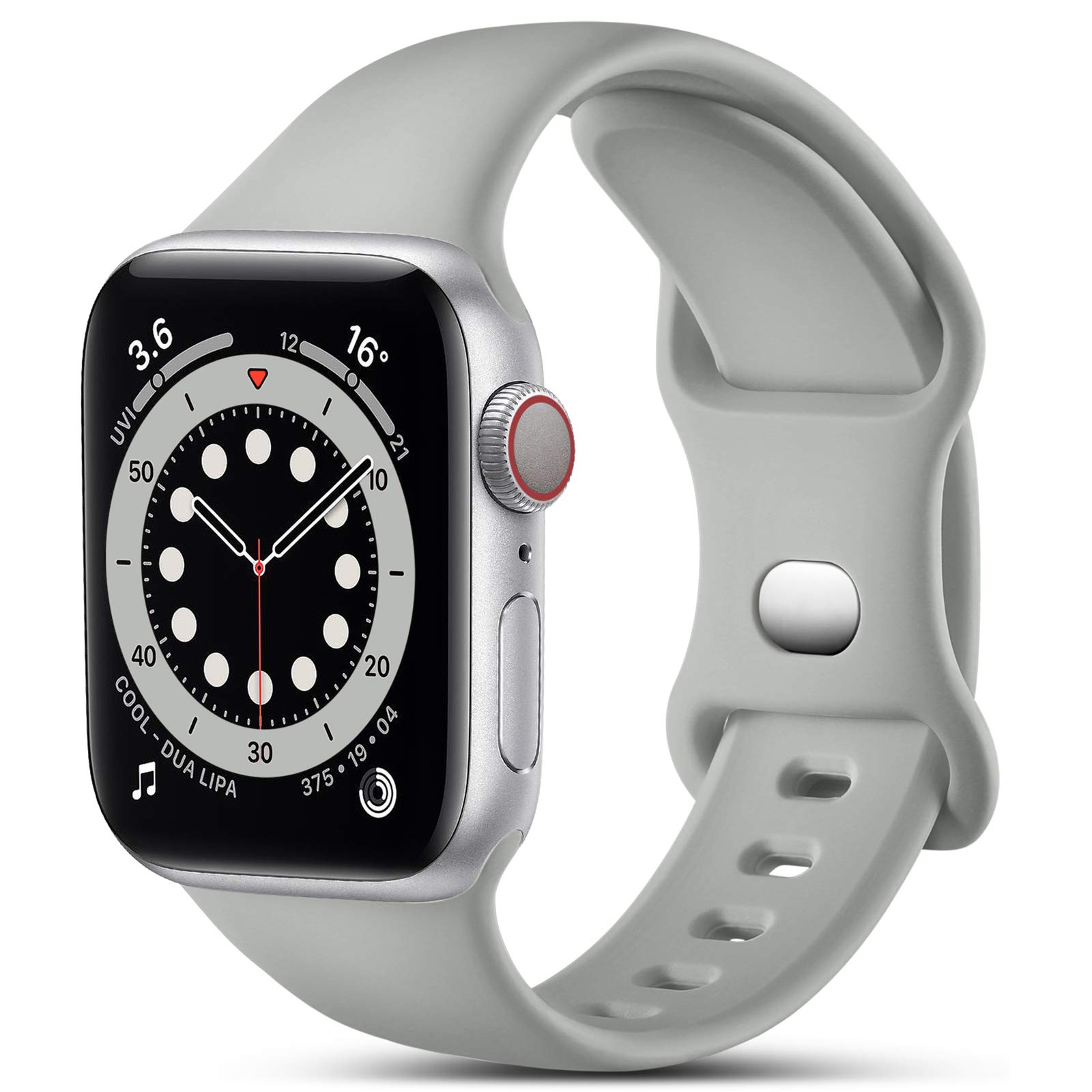 CeMiKa Cinturino Compatibile per Apple Watch Cinturino 38mm 40mm 41mm 42mm 44mm 45mm 46mm 49mm, Silicone Cinturini di Ricambio per iWatch Series 10 9 8 7 6 5 4 3 2 1 SE, 38mm/40mm/41mm-S/M, Grigio