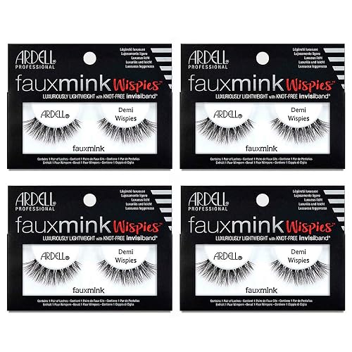 Ardell Faux Mink Lashes Demi Wispies Eyelashes – Knot-Free, Reusable Lashes Wispy for Seamless Blending, 4 Pack - 1 count (Pack of 4) - Faux Mink Demi Wispies
