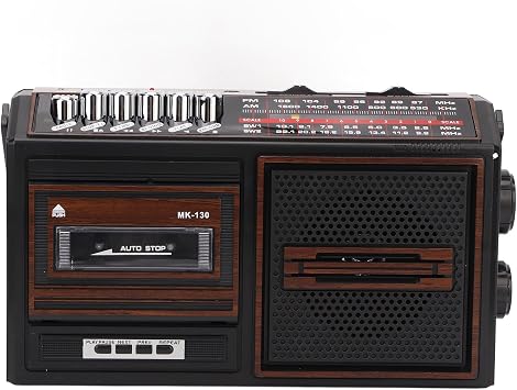 Retro Boom Cassette Player, Classic 80s Style Retro Home Audio Stereo AM SW Radio, Noiseless Portable Tape Cassette Player Recorder, Support Storage Card, USB, Antenna, Headphone Jack US Brown