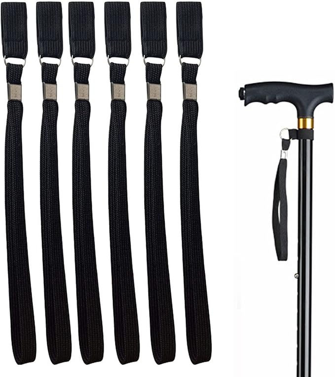 NHCDFA Walking Stick Strap,6pcs Black Nylon Strap,Strap Wristband For