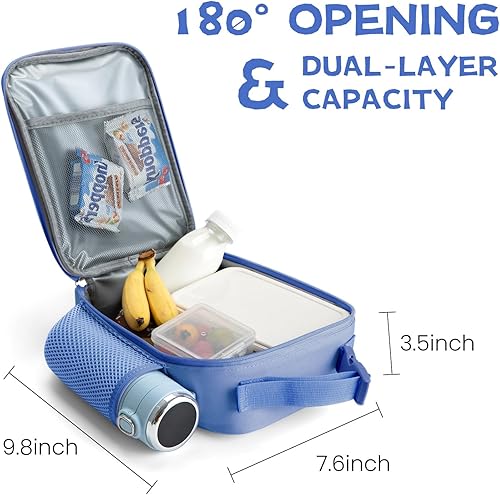 Miniatura 6 de MEXS Lonchera para niños, con dije de bricolaje y bolsas de almuerzo aisladas para niños y niñas, bolsa de almuerzo para la escuela, picnic con