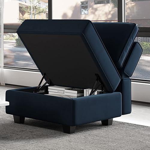 Miniatura 2 de Belffin Módulo de Almacenamiento con Otomana para Sofá Seccional Modular Asiento Cuadrado Cubo de Terciopelo Azul Azul,Verde,Gris,Negro