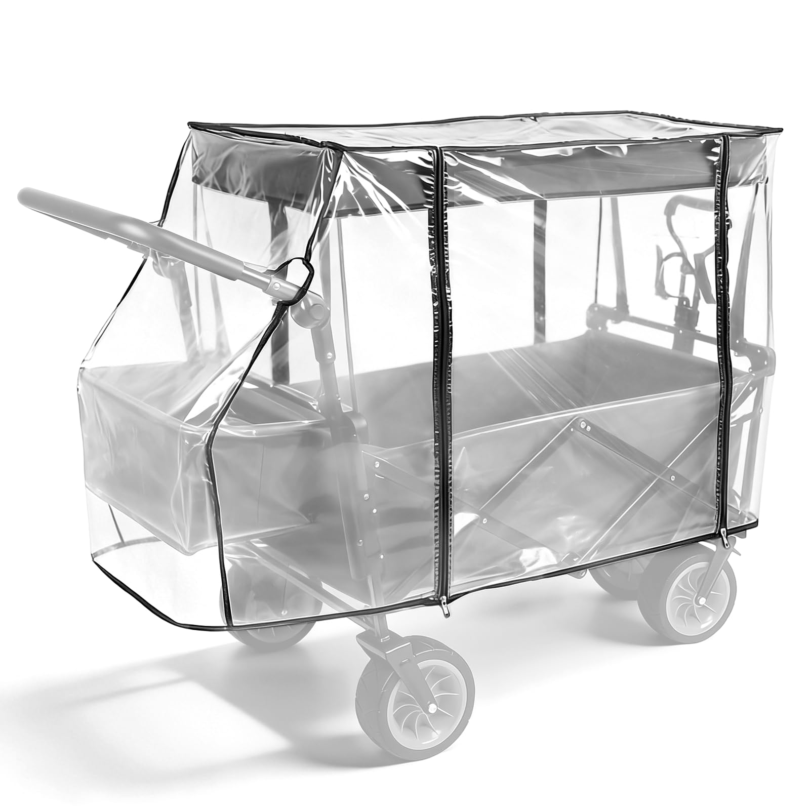 LPZMPZ Universal Bollerwagen Regenschutz 115 X 51 X 75 cm Regenverdeck Regenabdeckung Transparent Regenschutzhülle für Regenplane Klappbaren Bollerwagen Campingwagen Handwagen Universal Kinder