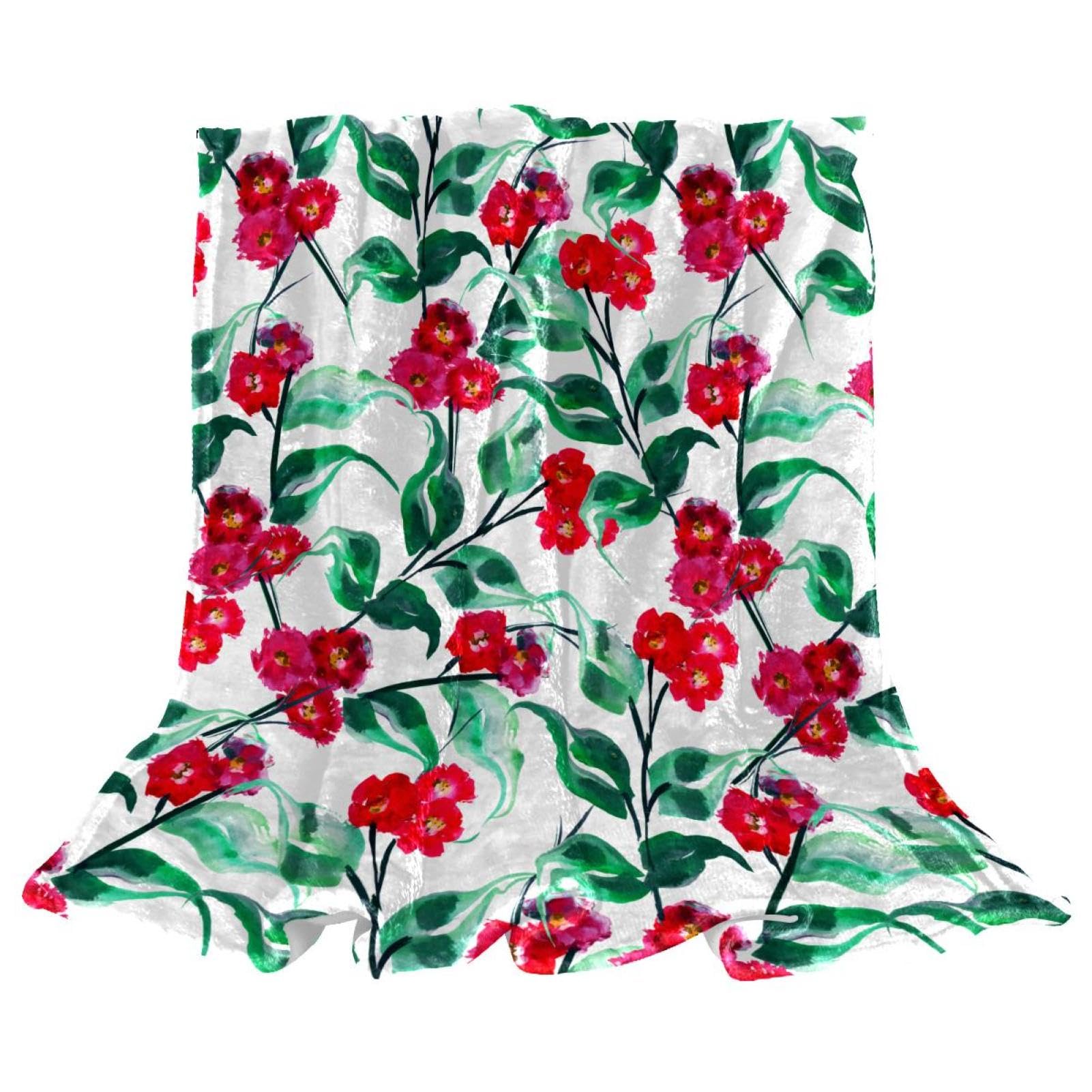 Couverture de lit polaire fleurs rouges plaid thermique 150x100
