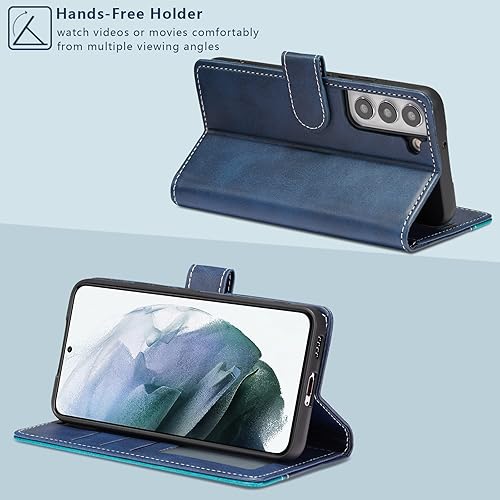 Miniatura 4 de XIZYO Funda de piel sintética compatible con Samsung Galaxy S21 5G, con tarjetero y función atril, magnética, a prueba de golpes, para Galaxy S21,