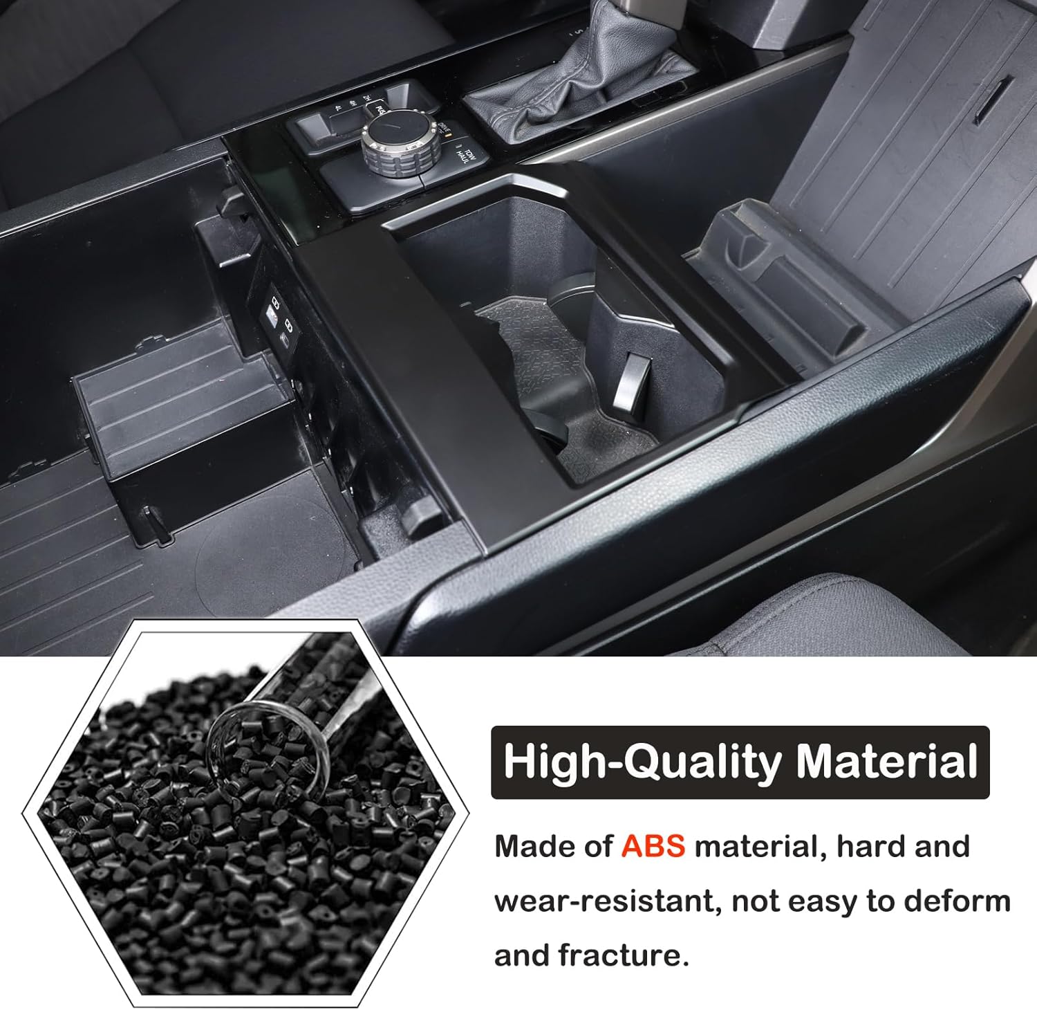 Aunginsy Front Seat Central Armrest Cup Holder Cup Frame Trim Cover Compatible with Toyota Tundra/Sequoia 2022-2025 Car Center Console Armrest Box Cupholder Panel Decorative Sticker ABS Accessories