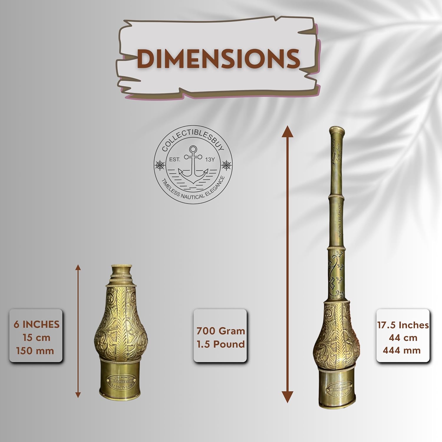 Antique Brass Telescope Pirate Spyglass with Leather Case Three Fold Fully Expandable Handheld Telescope Outdoor Travels Home & Table Decor