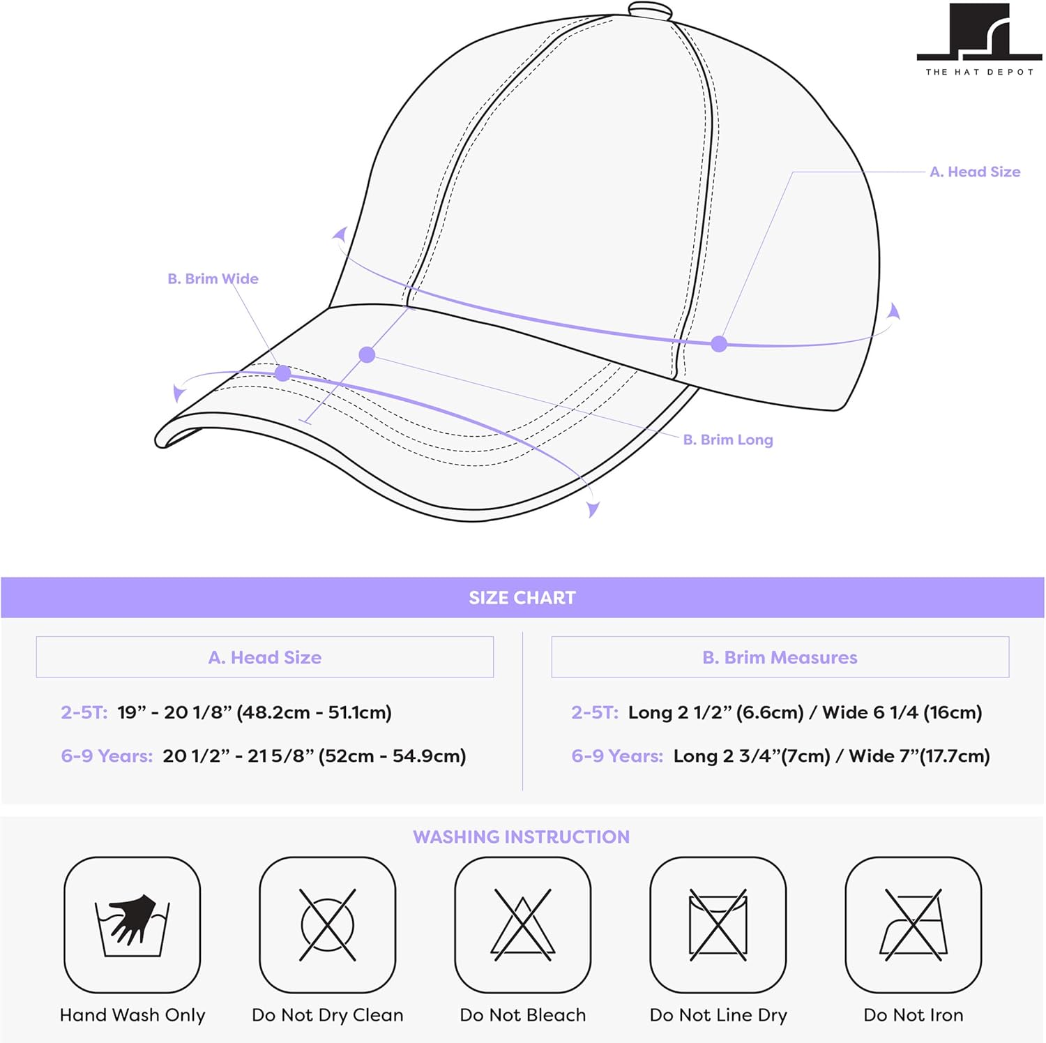 Kids Washed Low Profile Cotton and Denim UPF 50+ Plain Baseball Cap Hat - Image 8