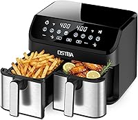 Vista 9 de OSTBA Freidora de aire de 4.5 cuartos de galón con pantalla táctil LED de vidrio templado, 6 ajustes preestablecidos de cocción con un solo toque