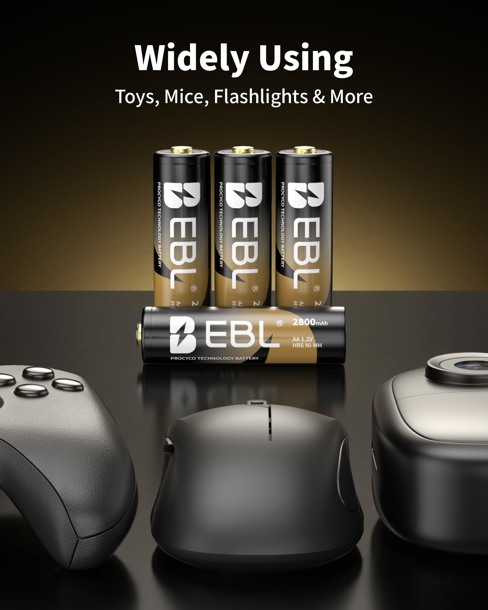Snapklik.com : Gold Pro Rechargeable AA Batteries 8 Pack, 1.2V 2800mAh ...