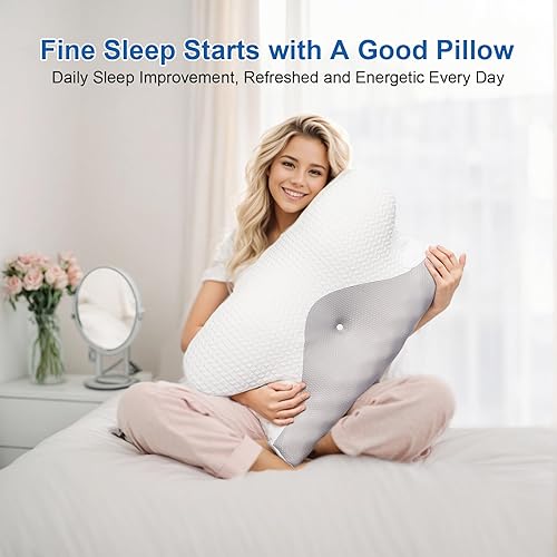 Miniatura 7 de Almohada cervical para dormir de lado y de espalda, almohadas cervicales de espuma viscoelástica para aliviar el dolor de cuello, almohada