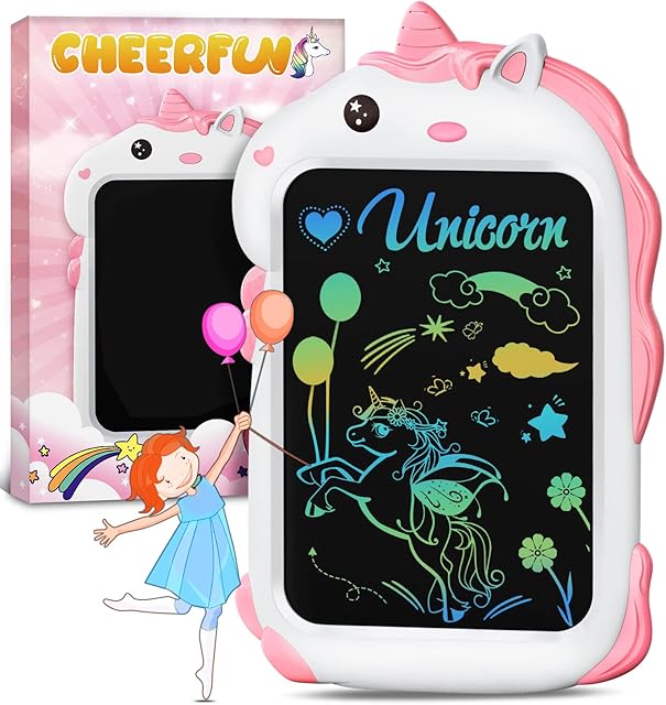 CHEERFUN Unicorn Gifts for Girls Kids Toys Stocking Fillers for Girls Kids Toddlers Toys Age 1 2 3 4 5+ Year Old Kids Advent Calendar LCD Doodle Writing Board Tablet Drawing Pad Etch Sketch