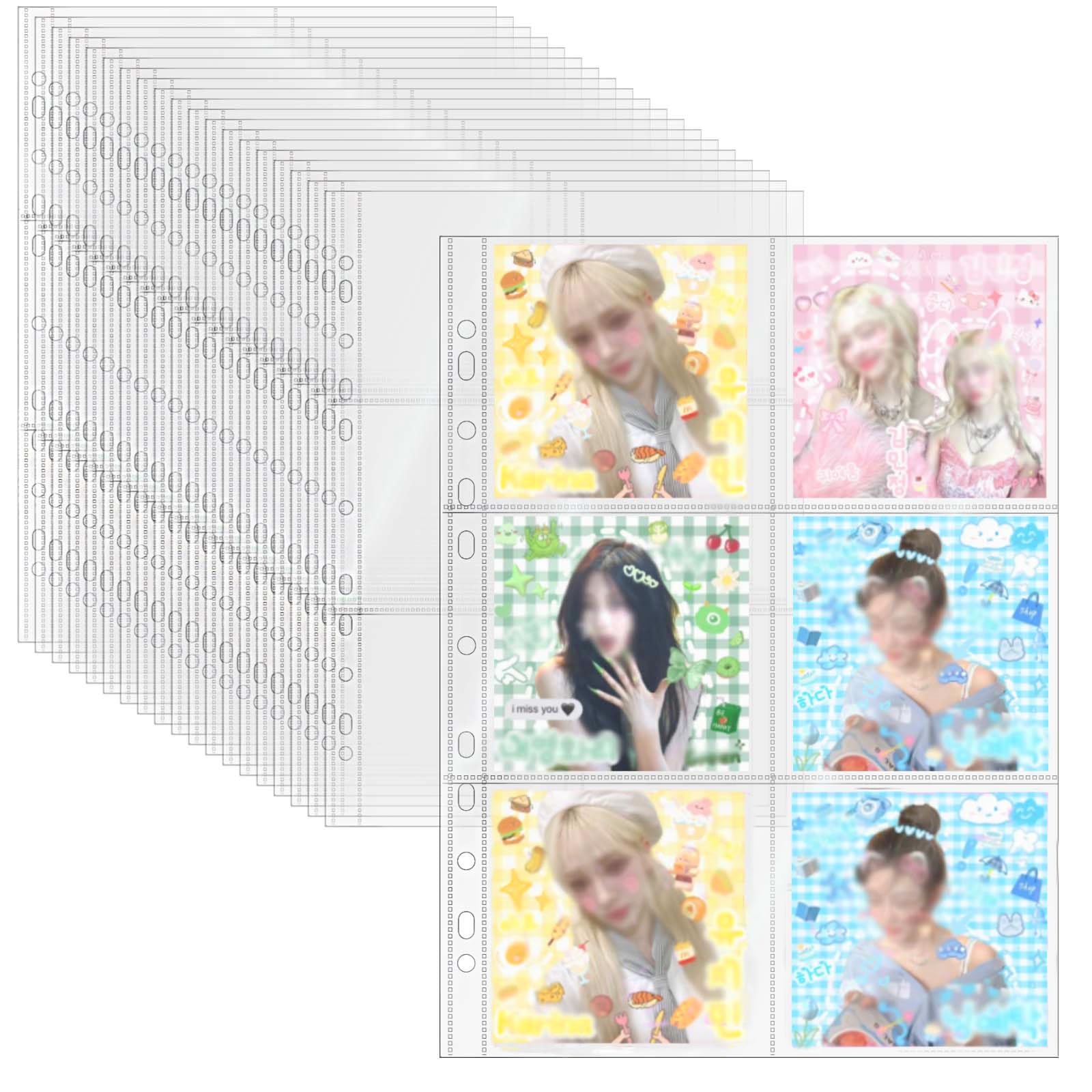 Photo 1 of Mogoostry A4 Clear Sheet Protectors 6 Pockets Binder Sleeves 20 Sheets 11 Holes Top Open Photocard Refill Page Protector