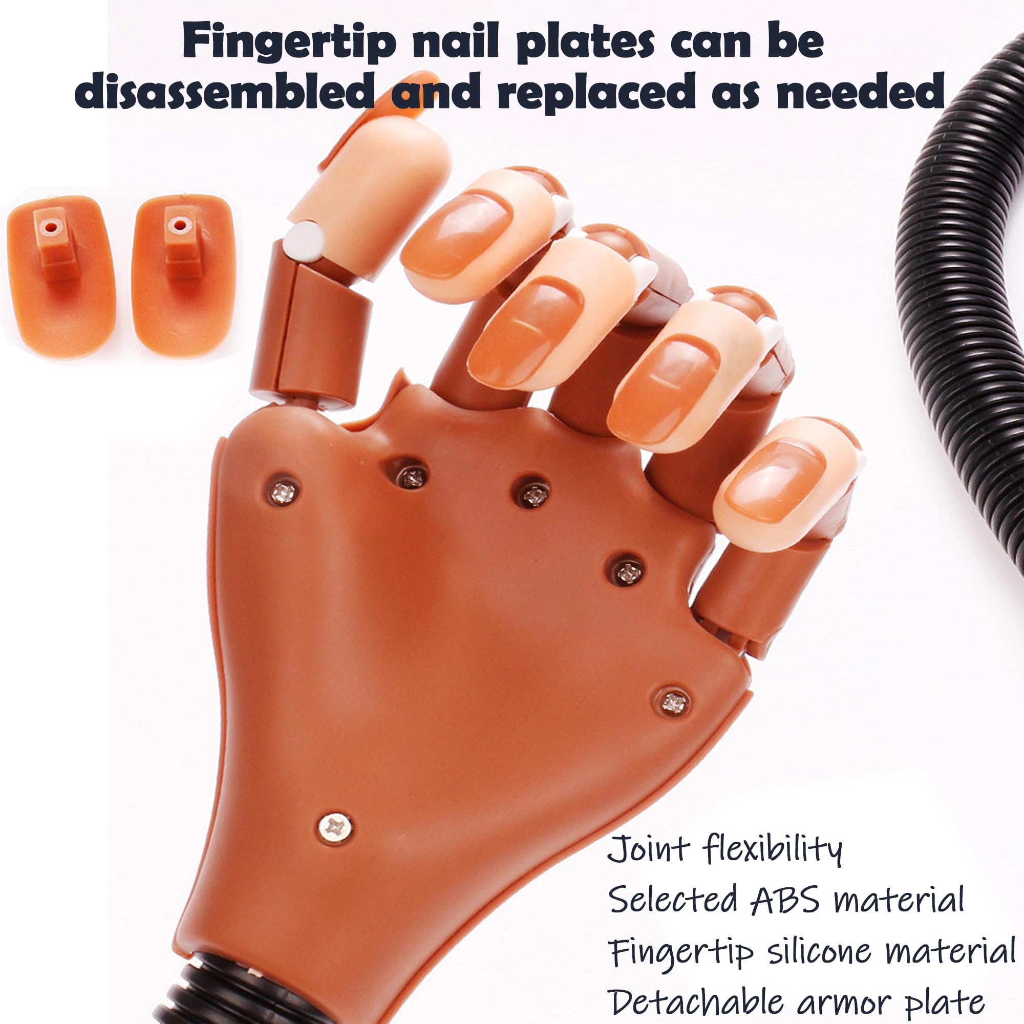Mano de práctica para uñas acrílicas con 100 puntas de uñas flexibles, mano de práctica para principiantes en casa con uñas postizas, diseños y ejercicios de extensión de uñas para mostrar tu