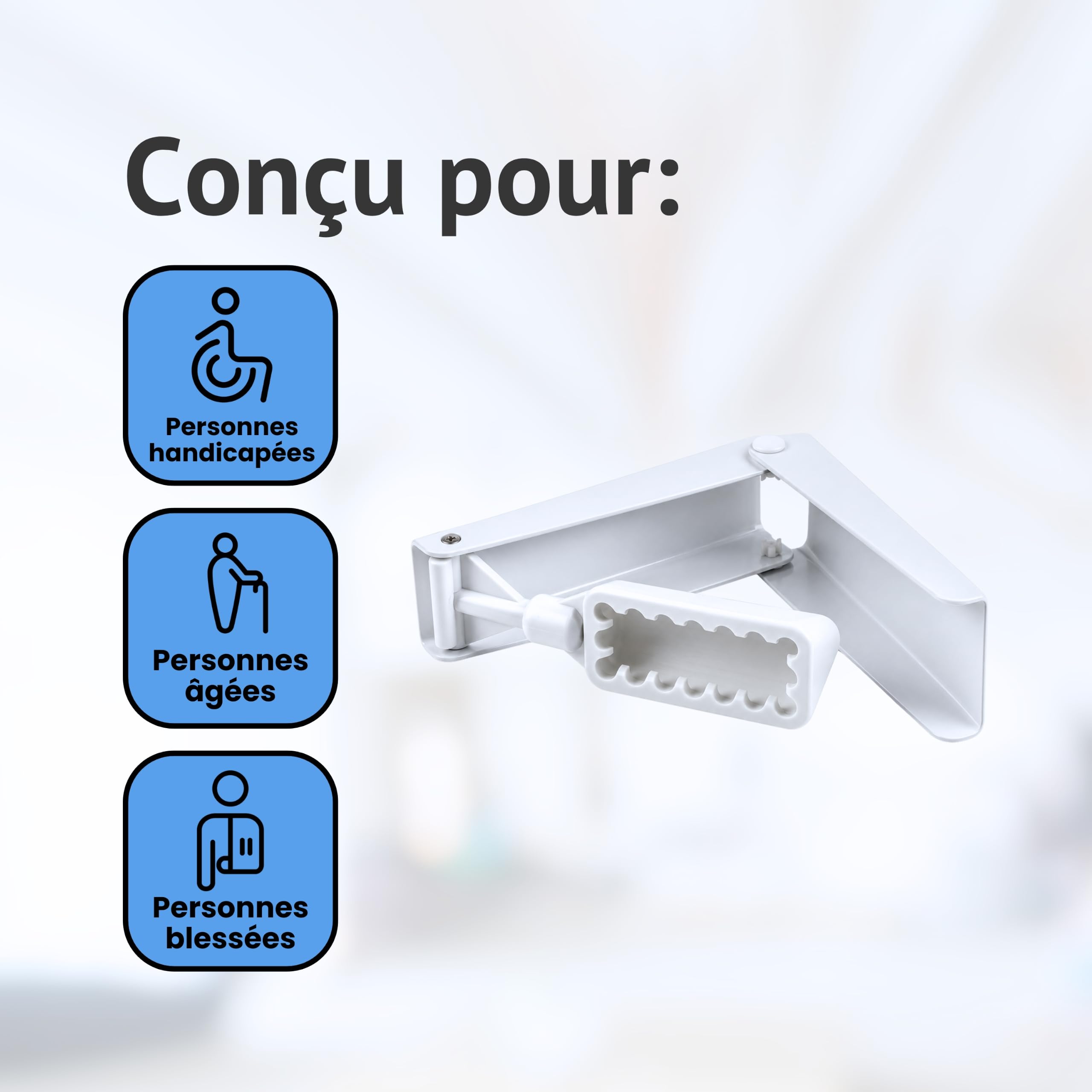Sammons Preston Curved Toilet Aid, Folding 10 in. Toilet Paper Holder & Bottom Wiper Aids for Independent Daily Living, Portable Wiping Tool for Bathroom Comfort, Lightweight Self-Wipe Hygiene Tool