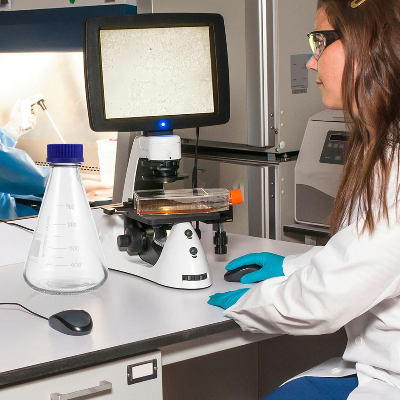 GLEAVI 2pièces Flacons Coniques pour Réactifs Verre avec Bouchon à Vis Bleu et Graduation Matériel de Laboratoire