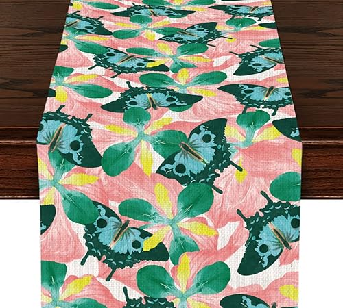 Camino de mesa de mariposa de acuarela, decoración de mesa de comedor de cocina, decoración de mariposa, regalos de mariposa, caminos de mesa para