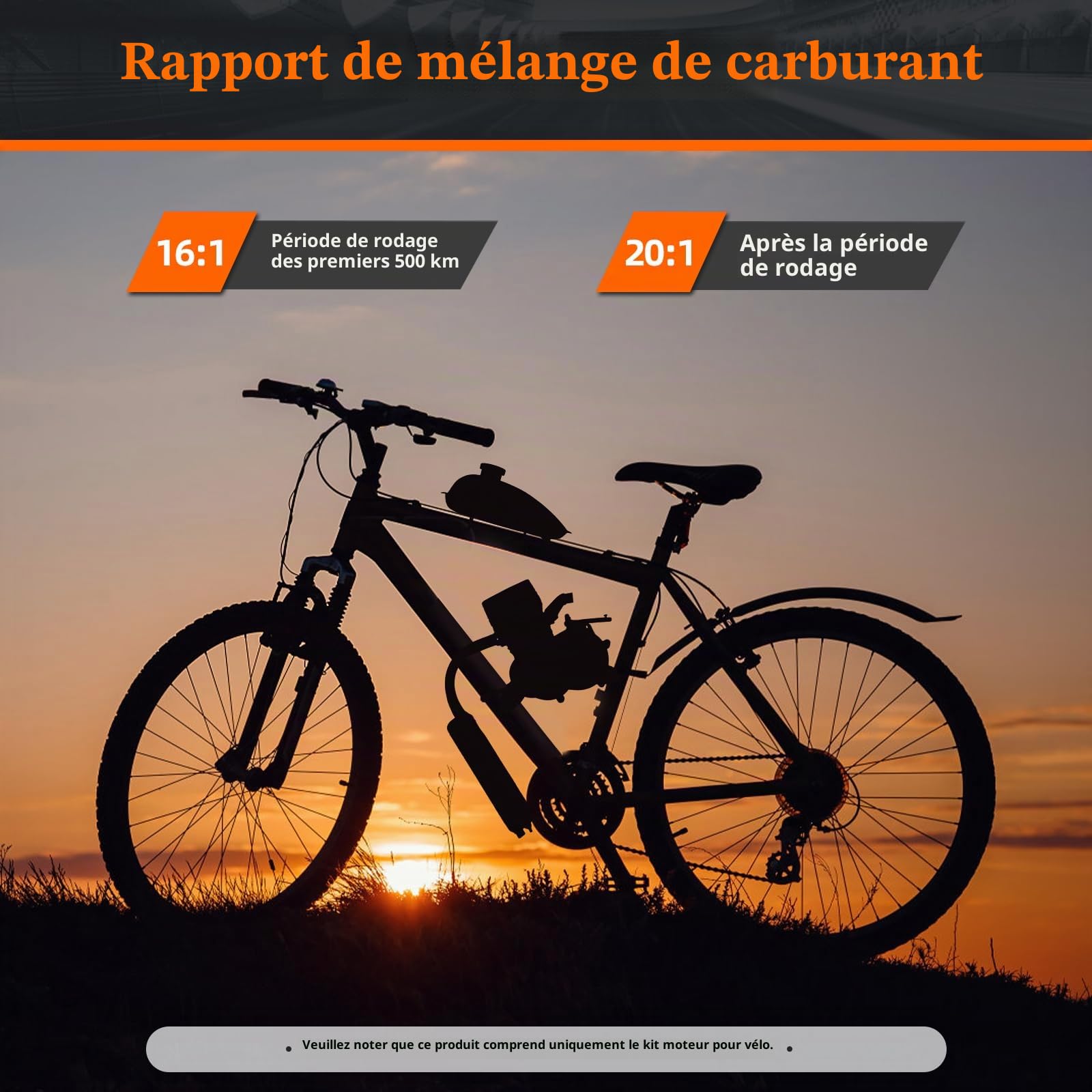Kit de moteur de vélo 80 cc, 2 temps, silencieux motorisé, pour vélo à essence, vitesse maximale 38 km/h, pour VTT, etc
