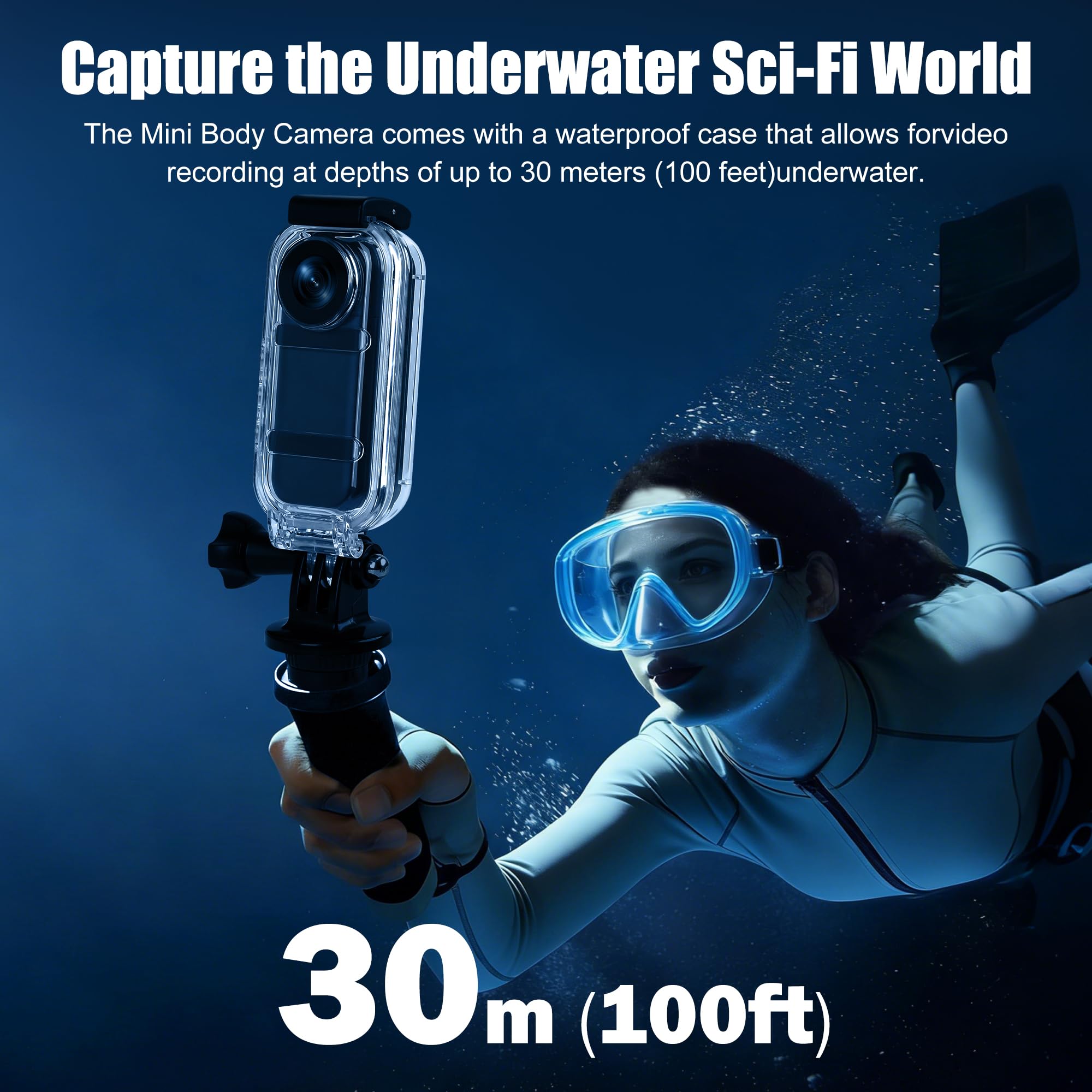 Action Camera with Touchscreen, 8-Hour Battery & 30M Waterproof – 120° Wide Angle, WiFi, POV Portable Body Camera 64GB, Charging Case, Magnetic Mount 10+ Accessories for Travel, Sports (Black) - 5