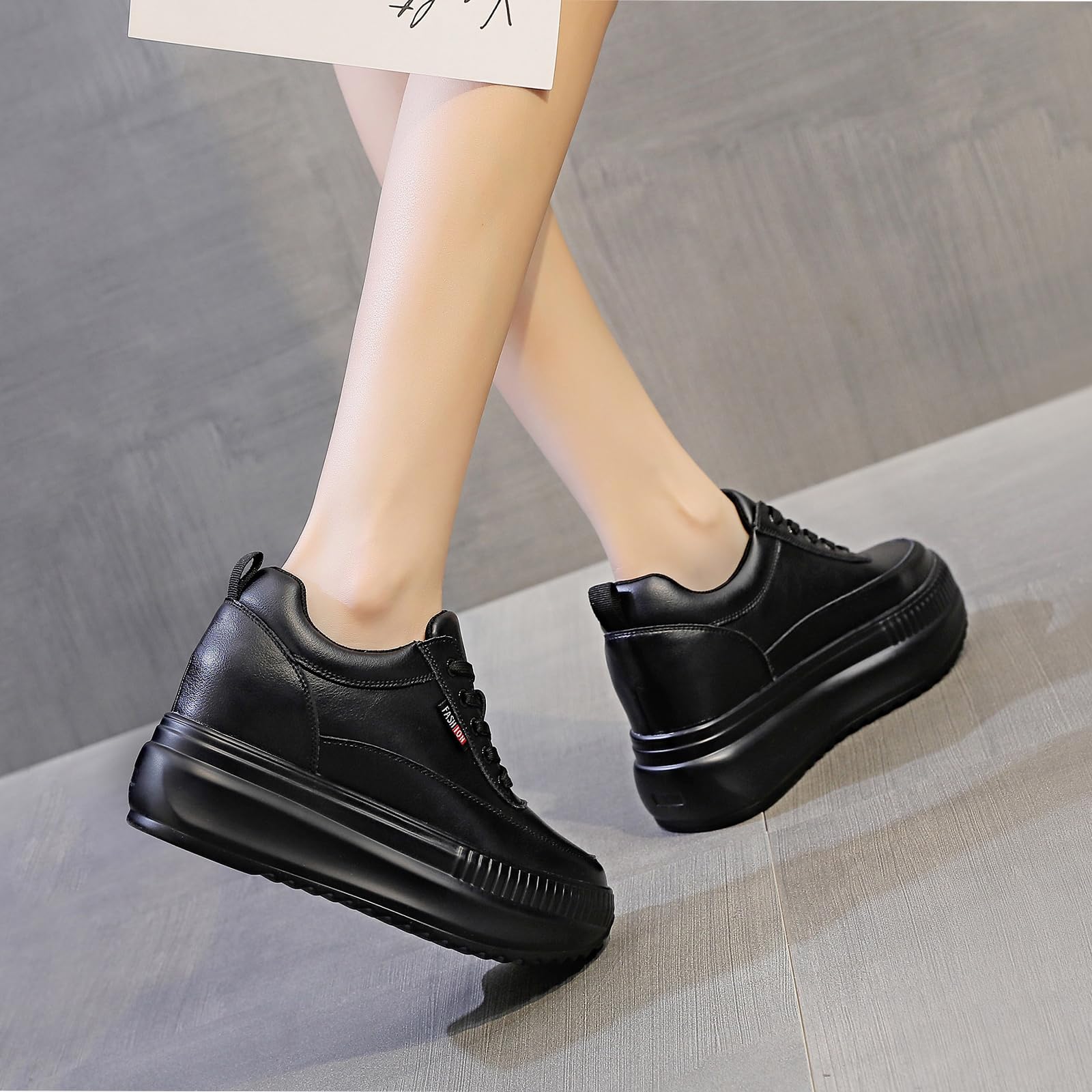 Zapatillas de Cuña Deportivas Mujer Zapatillas de Deporte Moda Plataforma Transpirables Aumento de Estatura Invisible Zapatos Cuña 9CM