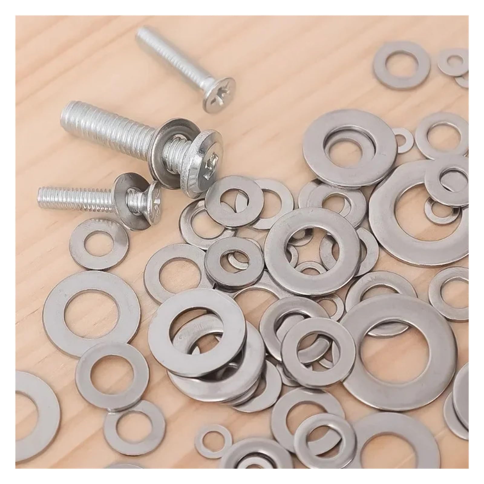 Edelstahl Beilagscheiben 180/360/580/1160-teiliges 304-Edelstahl-Unterlegscheiben-Set, M2-M12 for Heimdekoration, Fabrikreparatur, Küchen, Geschäfte und mehr(1160pcs with box)