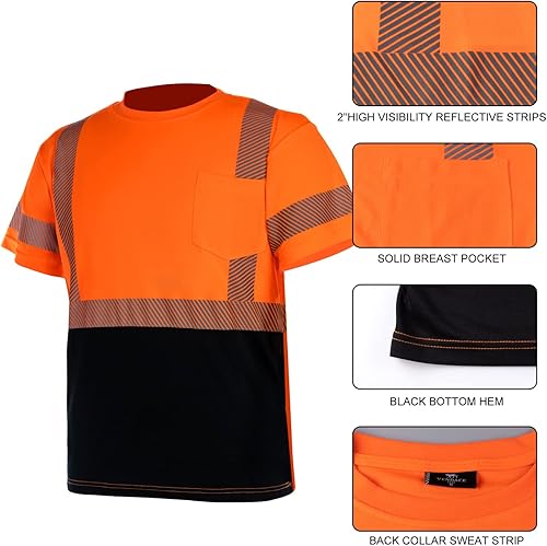 Miniatura 5 de VENDACE Camisetas de seguridad reflectantes de alta visibilidad para hombre, paquete de 3 camisetas de manga corta para trabajo de construcción,